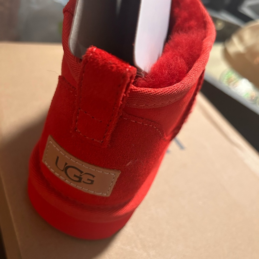 Red UGG ultra mini boots